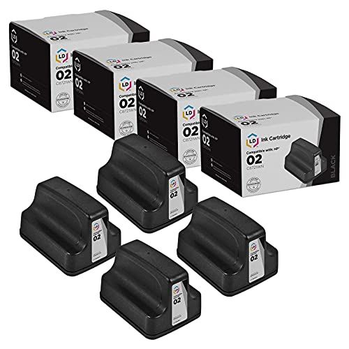  LD Products LD Remanufactured Ink Cartridge Replacement for HP 02 C8721WN (Black, 4-Pack)