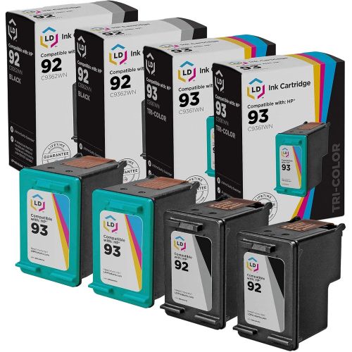  LD Products LD Remanufactured Ink Cartridge Replacements for HP 92 & HP 93 (2 Black, 2 Color, 4-Pack)