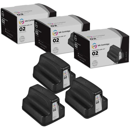  LD Products LD Remanufactured Ink Cartridge Replacement for HP 02 C8721WN (Black, 3-Pack)