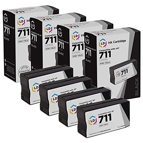  LD Products LD Remanufactured Ink Cartridge Replacement for HP 711 CZ133A High Yield (Black, 4-Pack)