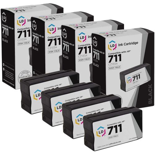  LD Products LD Remanufactured Ink Cartridge Replacement for HP 711 CZ133A High Yield (Black, 4-Pack)