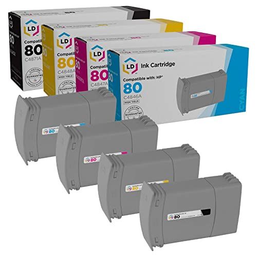  LD Products LD Remanufactured Ink Cartridge Replacements for HP 80 (Black, Cyan, Magenta, Yellow, 4-Pack)
