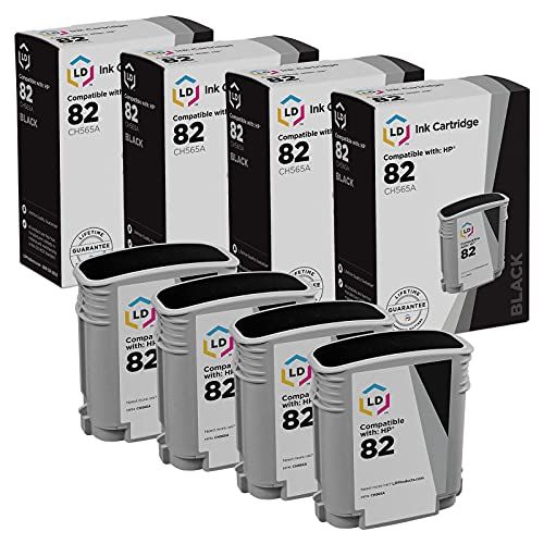  LD Products LD Remanufactured Ink Cartridge Replacement for HP 82 CH565A (Black, 4-Pack)