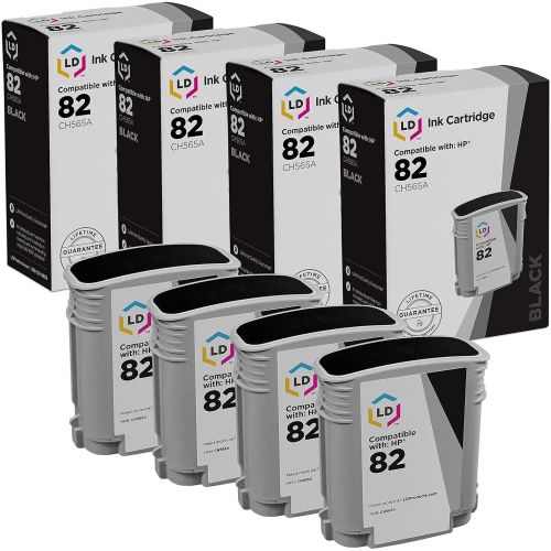  LD Products LD Remanufactured Ink Cartridge Replacement for HP 82 CH565A (Black, 4-Pack)