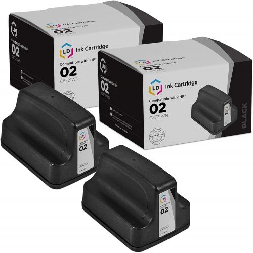  LD Products LD Remanufactured Ink Cartridge Replacement for HP 02 C8721WN (Black, 2-Pack)