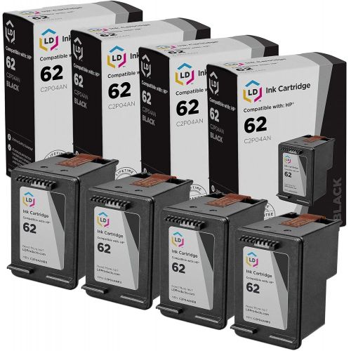  LD Products LD Remanufactured Ink Cartridge Replacement for HP 62 C2P04AN (Black, 4-Pack)