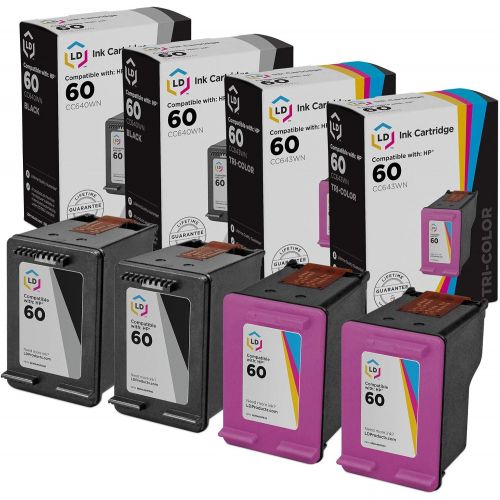  LD Products LD Remanufactured Ink Cartridge Printer Replacements for HP 60 (2 Black, 2 Color, 4-Pack)