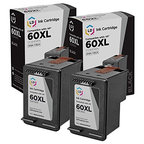  LD Products LD Remanufactured Ink Cartridge Replacement for HP 60XL CC641WN High Yield (Black, 2-Pack)