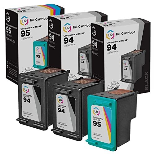  LD Products LD Remanufactured Ink Cartridge Replacement for HP 94 & HP 95 (2 Black, 1 Color, 3-Pack)
