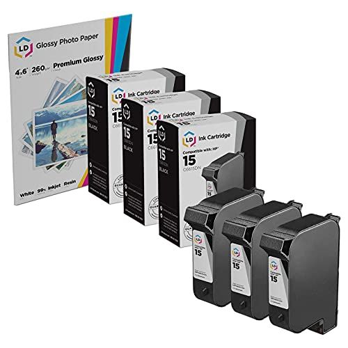  LD Products LD Remanufactured Ink Cartridge Replacement for HP 15 C6615DN (Black, 3-Pack)