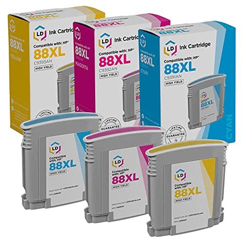  LD Products LD Remanufactured Ink Cartridge Replacement for HP 88XL High Yield (Cyan, Magenta, Yellow, 3-Pack)