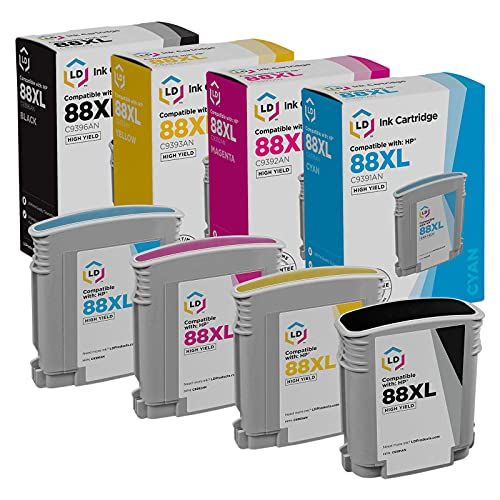  LD Products LD Remanufactured Ink Cartridge Replacement for HP 88XL High Yield (Black, Cyan, Magenta, Yellow, 4-Pack)