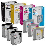 LD Products LD Remanufactured Replacement for HP 88XL / 88 Ink Cartridges: (3) C9396AN Black, (1) C9391AN Cyan, (1) C9392AN Magenta & (1) C9393AN Yellow for OfficeJet Pro K5400, K8600, L7480,
