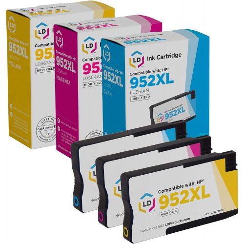  LD Products Compatible Ink Cartridge Replacements for HP 952XL 952 XL High Yield Ink Cartridges (L0S61AN Cyan, L0S64AN Magenta, L0S67AN Yellow, 3-Pack)