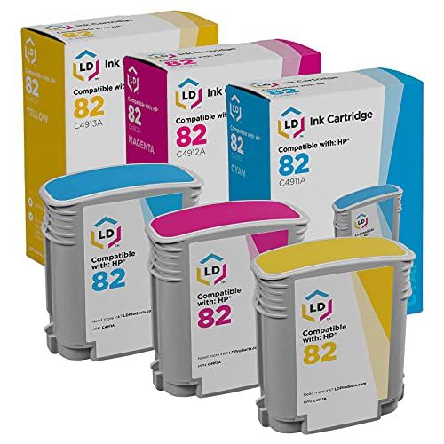  LD Products LD Remanufactured Ink Cartridge Replacement for HP 82 (Cyan, Magenta, Yellow, 3-Pack)