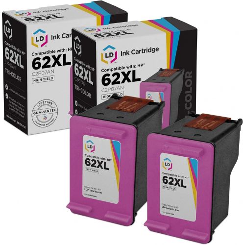  LD Products LD Remanufactured Ink Cartridge Replacement for HP 62XL C2P07AN High Yield (Color, 2-Pack)