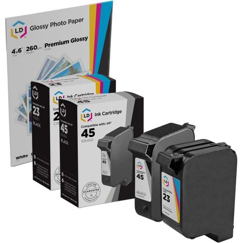  LD Products LD Remanufactured Ink Cartridge Replacements for HP 45 & HP 23 (1 Black, 1 Tri-Color, 2-Pack)