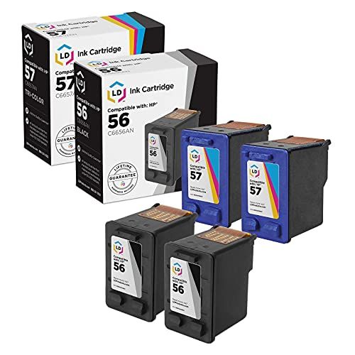  LD Products LD Remanufactured Ink Cartridge Printer Replacement for HP 56 & HP 57 (2 Black, 2 Color, 4-Pack)