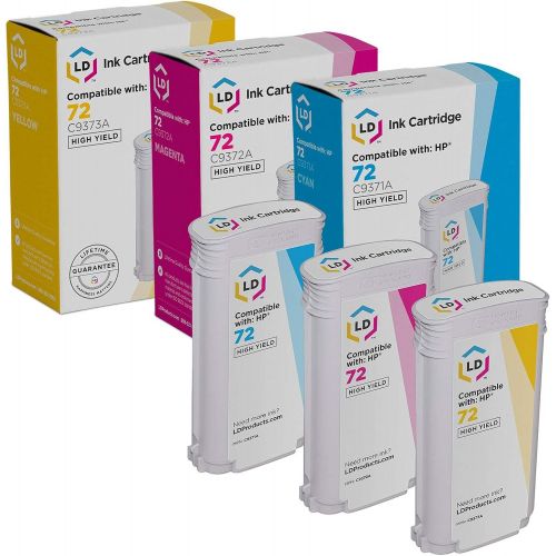  LD Products LD Remanufactured Ink Cartridge Replacement for HP 72 High Yield (Cyan, Magenta, Yellow, 3-Pack)