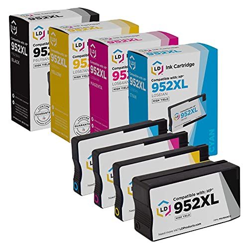  LD Products Compatible Ink Cartridge Replacements for HP 952XL 952 XL High Yield Ink Cartridges (F6U19AN Black, L0S61AN Cyan, L0S64AN Magenta, L0S67AN Yellow, 4-Pack)