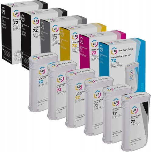  LD Products Remanufactured Ink Cartridge Replacements for HP 72 High Yield (1 Photo Black, 1 Cyan, 1 Magenta, 1 Yellow, 1 Gray, 1 Matte Black, 6-Pack)