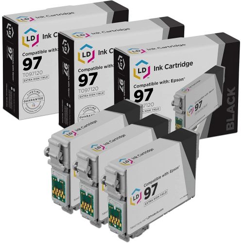  LD Products LD Remanufactured Ink Cartridge Replacement for Epson 97 T097120 Extra High Yield (Black, 3-Pack)