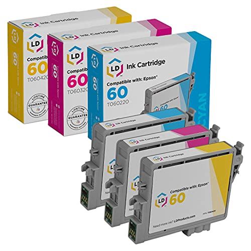  LD Products LD Remanufactured Ink Cartridge Replacement for Epson 60 T060 (Cyan, Magenta, Yellow, 3-Pack)