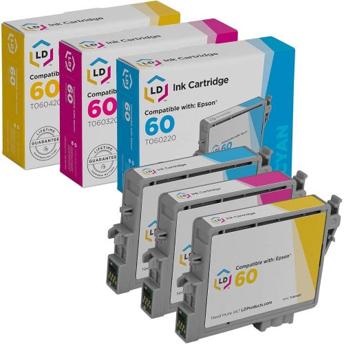  LD Products LD Remanufactured Ink Cartridge Replacement for Epson 60 T060 (Cyan, Magenta, Yellow, 3-Pack)