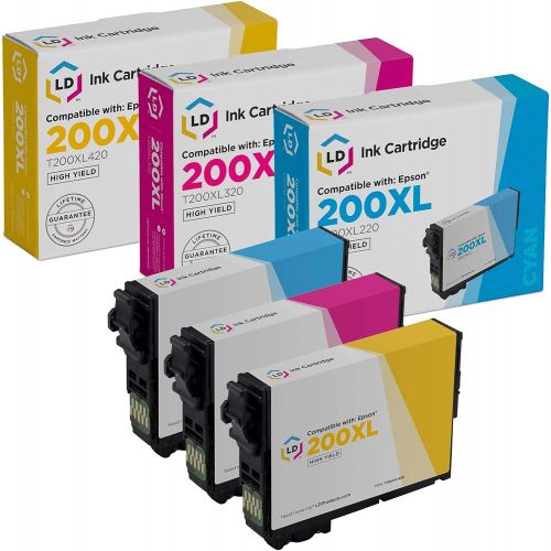  LD Products Compatible Ink Cartridge Replacements for Epson 200XL 200 XL High Yield (1 Cyan, 1 Magenta, 1 Yellow, 3-Pack)