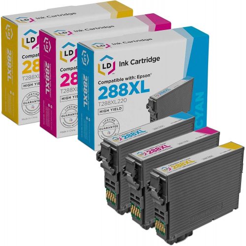  LD Products LD Remanufactured Ink Cartridge Printer Replacements for Epson 288XL High Yield (1 Cyan, 1 Magenta, 1 Yellow, 3-Pack)