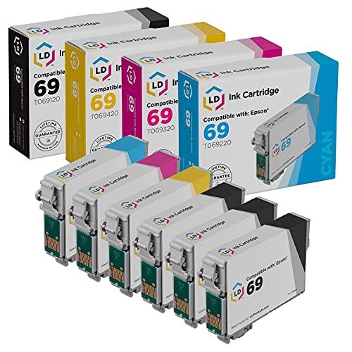  LD Products LD Remanufactured Ink Cartridge Replacement for Epson 69 (3 Black, 1 Cyan, 1 Magenta, 1 Yellow, 6-Pack)