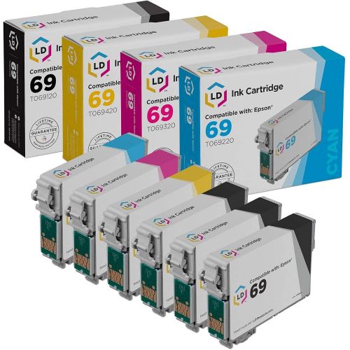  LD Products LD Remanufactured Ink Cartridge Replacement for Epson 69 (3 Black, 1 Cyan, 1 Magenta, 1 Yellow, 6-Pack)