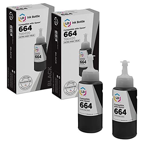  LD Products LD Compatible Ink Bottle Replacement for Epson 664 T664120 High Yield (Black, 2-Pack)