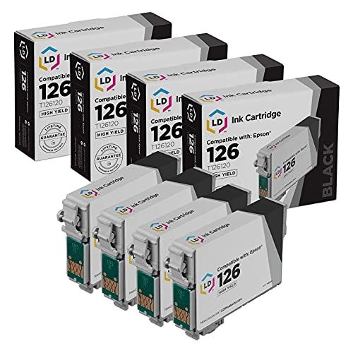  LD Products Brand Ink Cartridge Replacement for Epson 126 T126120 High Yield (Black, 4-Pack)