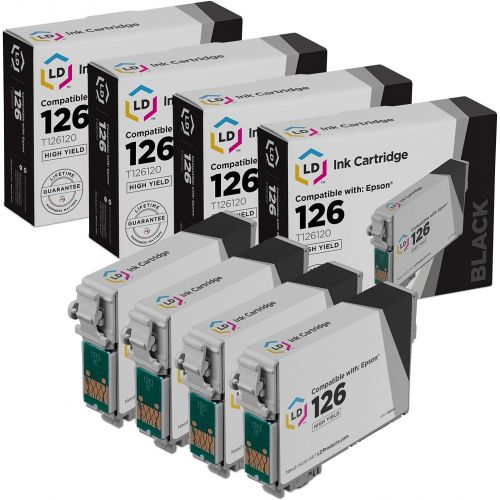  LD Products Brand Ink Cartridge Replacement for Epson 126 T126120 High Yield (Black, 4-Pack)
