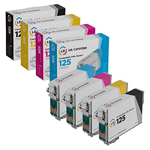  LD Products Remanufactured Ink Cartridge Replacements for Epson 125 (Black, Cyan, Magenta, Yellow, 4-Pack) for use in NX125, NX127, NX130, NX230, NX420, NX625, 320, 323, 325, 520