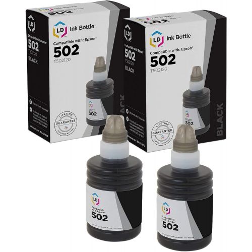  LD Products LD Compatible Ink Bottle Replacement for Epson 502 T502120-S (Black, 2-Pack)