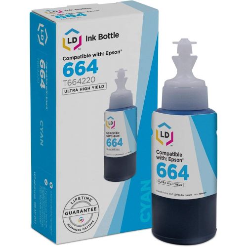  LD Products LD Compatible Ink Bottle Replacement for Epson 664 T664220 High Yield (Cyan)