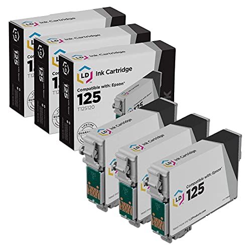  LD Products Remanufactured Ink Cartridge Replacement for Epson 125 ( Black , 3-Pack )