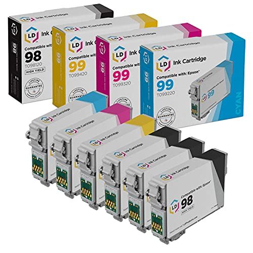  LD Products Remanufactured Ink Cartridge Replacement for Epson 98 ( Black,Cyan,Magenta,Yellow , 6-Pack )