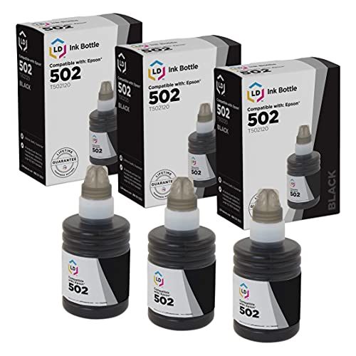  LD Products LD Compatible Ink Bottle Replacement for Epson 502 T502120-S (Black, 3-Pack)