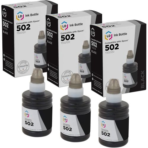  LD Products LD Compatible Ink Bottle Replacement for Epson 502 T502120-S (Black, 3-Pack)