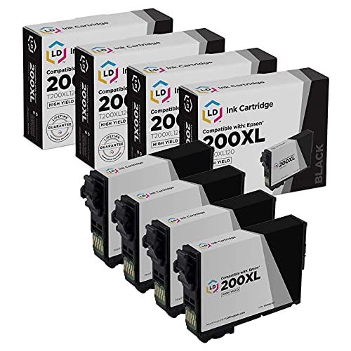  LD Products Remanufactured Ink Cartridge Replacement for Epson 200 ( Black , 4-Pack )