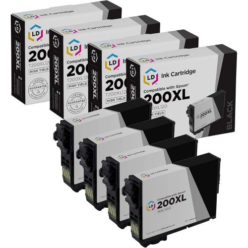  LD Products Remanufactured Ink Cartridge Replacement for Epson 200 ( Black , 4-Pack )