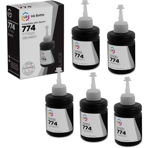  LD Products LD Compatible Ink Bottle Replacement for Epson 774 T774120 High Capacity (Black, 5-Pack)