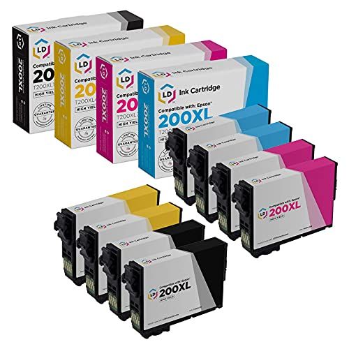  LD Products LD Remanufactured Ink Cartridge Replacements for Epson 200 200XL High Yield (2 Black, 2 Cyan, 2 Magenta, 2 Yellow, 8-Pack)