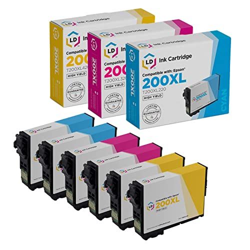  LD Products Compatible Ink Cartridge Replacements for Epson 200XL 200 XL High Yield (2 Cyan, 2 Magenta, 2 Yellow, 6-Pack)