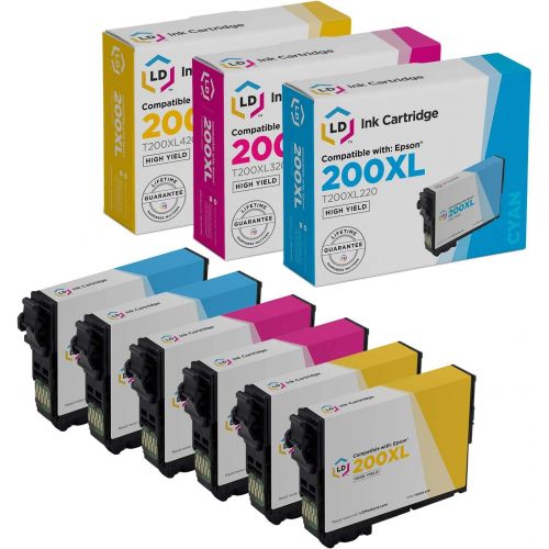  LD Products Compatible Ink Cartridge Replacements for Epson 200XL 200 XL High Yield (2 Cyan, 2 Magenta, 2 Yellow, 6-Pack)