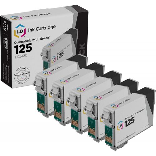  LD Products LD Remanufactured Ink Cartridge Replacements for Epson 125 T125120 (Black, 5-Pack)