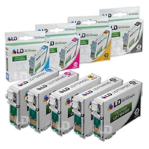  LD Products LD Remanufactured Ink Cartridge Replacement for Epson 124 Moderate Yield (2 Black, 1 Cyan, 1 Magenta, 1 Yellow, 5-Pack)